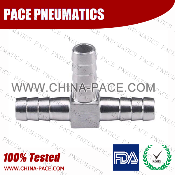Stainless Steel Hose Barb Tee Fittings, Stainless Steel Barbed fittings, Stainless Steel pneumatic fittings, Stainless Steel hose barb fittings, SUS Air Fittings